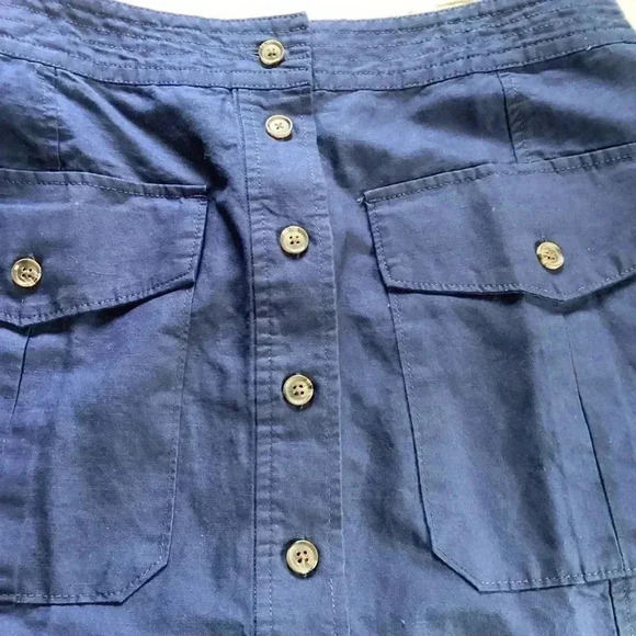 Banana Republic NWT Skirt Women’s 10 Navy Blue Front Button Linen Blend Mini - Picture 9 of 11